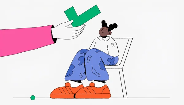 Illustration en plat 2D montrant une personne recevant un chèque ponctuel, symbolisé par un point unique sur une ligne de temps plate, indiquant un effet limité dans le temps.