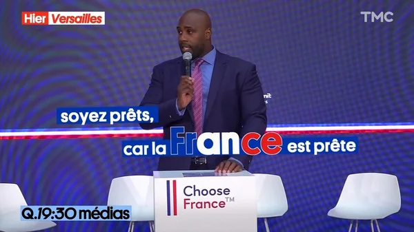 Teddy Riner, judoka français, envisageant une candidature à l'élection présidentielle française.