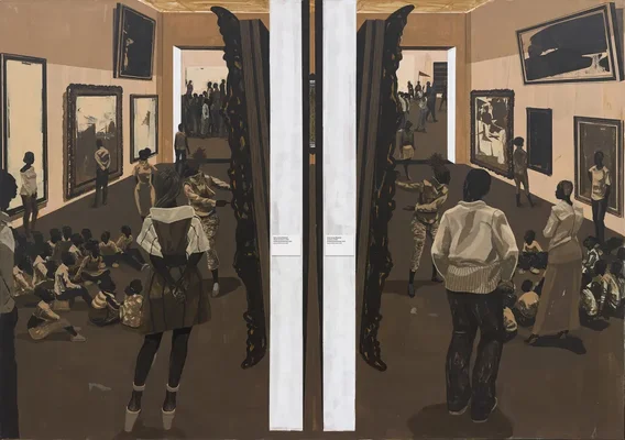 Peinture intitulée 'Untitled (Underpainting)' de Kerry James Marshall, 2018, réalisée en acrylique et collage sur panneau PVC, encadrée par l'artiste.
