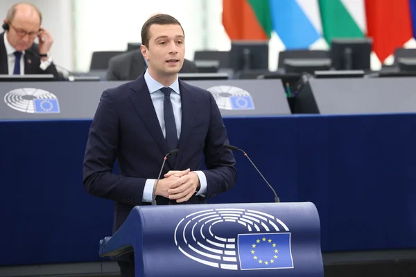 Représentation graphique ou photo illustrant les groupes politiques au Parlement européen, notamment les Patriotes pour l'Europe.