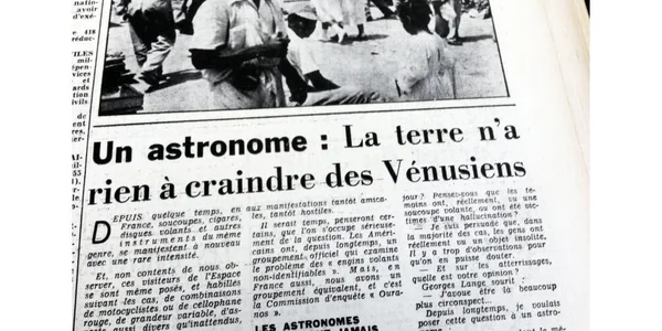 Carte de presse illustrant la vague d'ovnis de 1954 en Lorraine et dans le monde