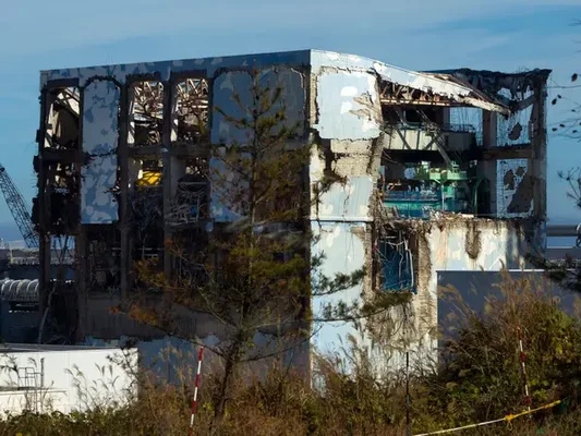 La centrale nucléaire de Fukushima Daiichi détruite en novembre 2011, après la fusion des trois cœurs de réacteurs actifs