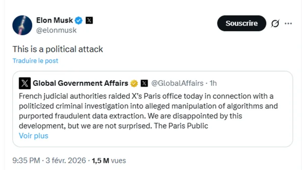 Elon Musk, patron de X, convoqué par la justice française après la perquisition des locaux de l'entreprise.
