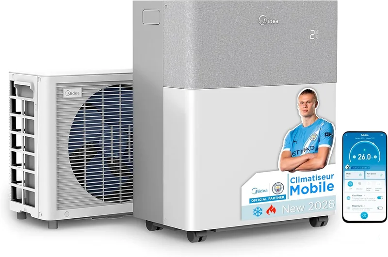 MIDEA PortaSplit Mobile Silent 4-in-1 Air Conditioner| 12000 BTU | Heating and Air Conditioning Portable Ready to Install 3,5kW- Mobile Air Conditioner with Cooler, Dehumidifier, Heater, Fan [Energy Class A++]