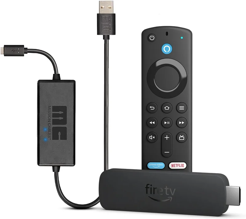 Amazon Fire TV Stick 4K + Mission Cables Câble d'alimentation USB pour Amazon Fire TV