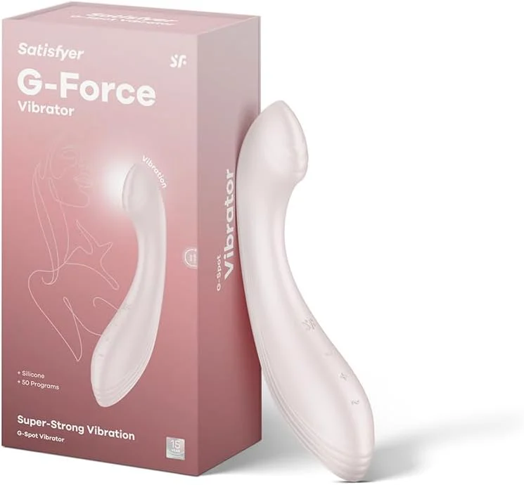 Satisfyer G-Force | G-Spot Vibrator | 19 cm | 50 Vibration Combinations | Waterproof (IPX7) | Rechargeable Battery | Skin-Friendly Silicone, Colour: Beige