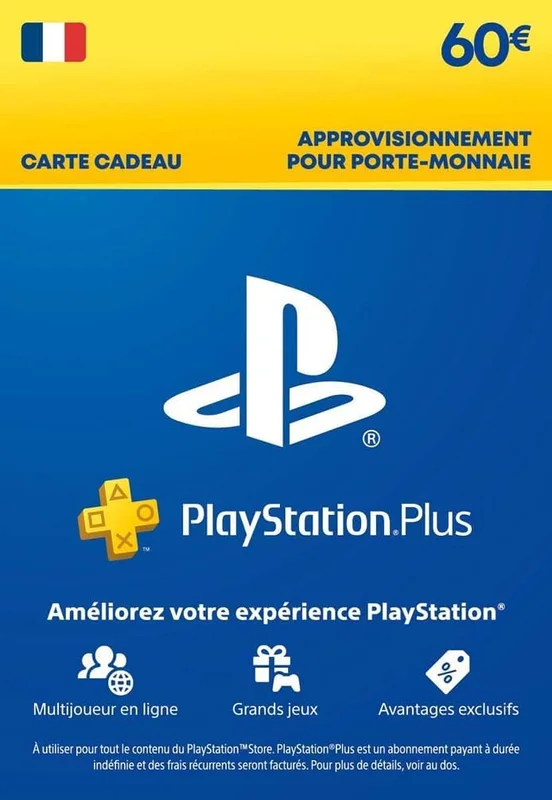 Sony PlayStation Plus, Carte d'Abonnement Essential 12 Mois, Jeux Mensuels, Multijoueur en Ligne, Contenu Exclusif, Compte Français