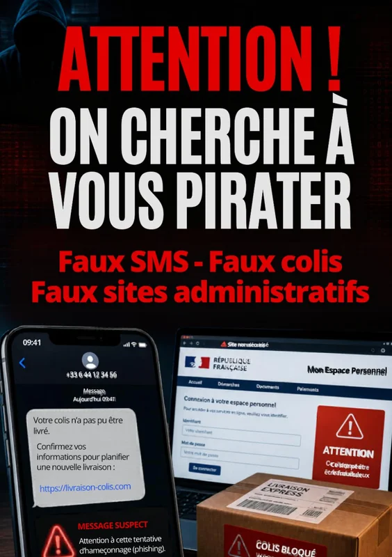 ATTENTION ! ON CHERCHE À VOUS PIRATER.: Faux SMS, faux colis, faux sites administratifs, arnaques bancaires, arnaques téléphoniques, faux ... sentimentales et faux dépannages à domicile.