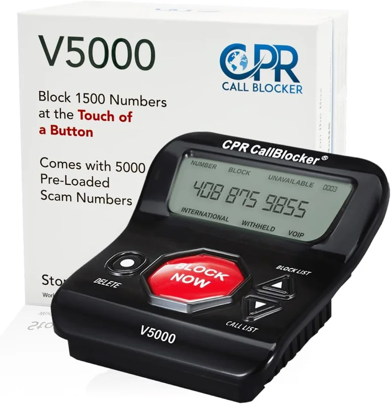 Bloqueur d'Appels CPR V5000 - La Solution no.1 en France pour Les Téléphones Fixes et sans Fil. Préchargement de 5000 Numéros Plus Ajout de 1500 Autres. Installation sans Effort.