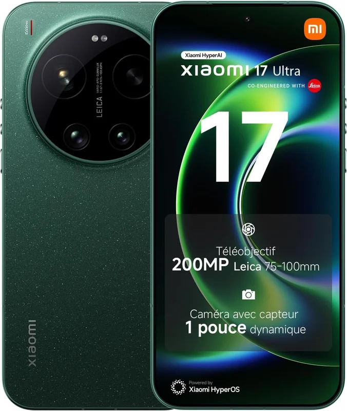 XIAOMI 17 Ultra, Smartphone 16+1024GB, Leica 200MP Telephoto Lens 75-100mm, LOFIC HDR Sensor, HyperAI, Leica APO Optics, Green, 1 Year Extended Warranty, Charger Not Included