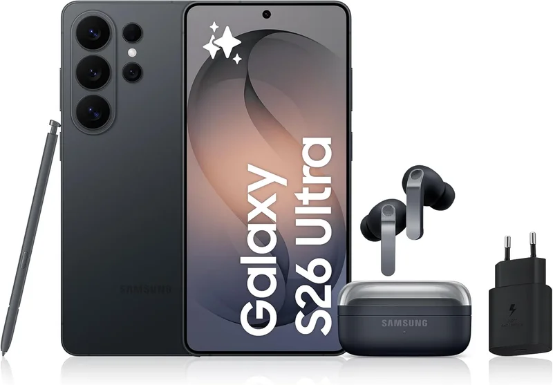 Samsung Galaxy S26 Ultra, with Galaxy AI, 512GB, Black Galaxy Buds4 Pro, Black, 25W Fast Mains Chargers Included, FR Version