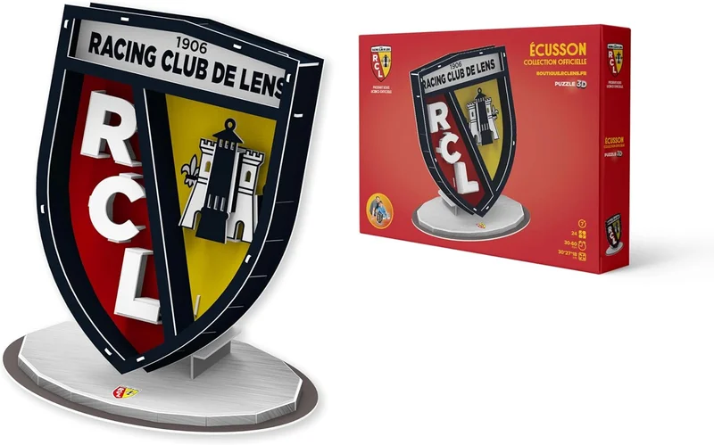 Megableu - Official RC Lens Patch 3D Puzzle – Model Assembly without Glue or Tools – Official License – Football Puzzle for Children from 7 Years Old – Decorative Item – Manual Activity – Gift