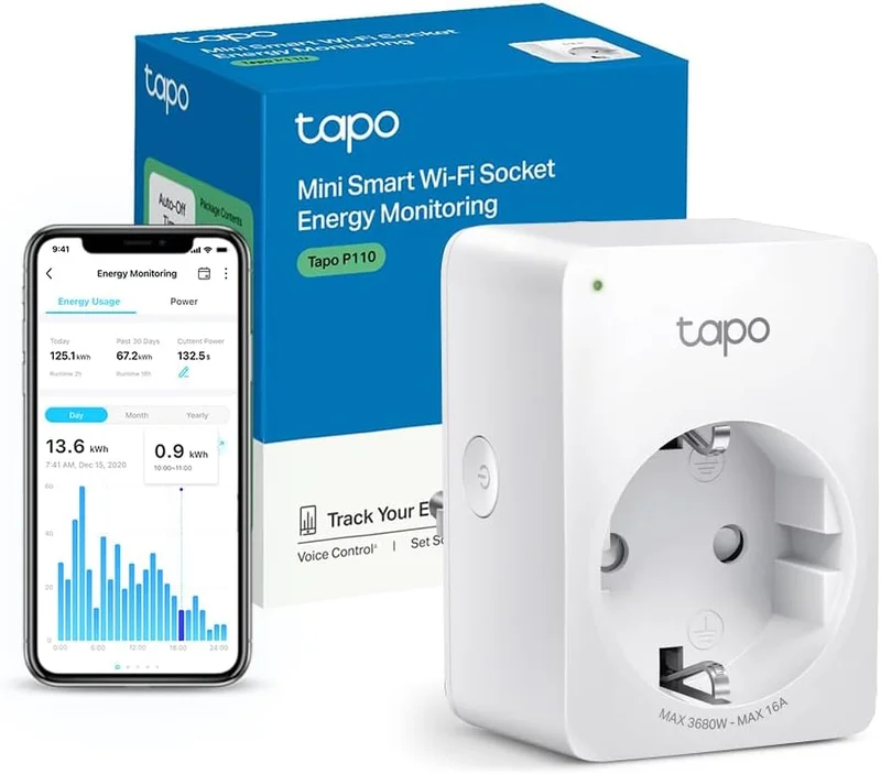 Tapo Alexa WiFi Smart Socket, Conso Tracking 16A Type F P110 1 Piece