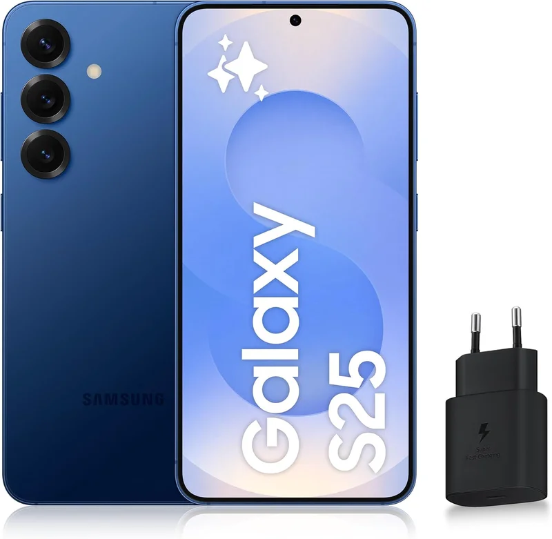 Samsung Galaxy S25, Android 5G Smartphone with Galaxy AI, 128GB, 25W Fast Mains Charger Included, Unlocked Smartphone, Midnight Blue, FR Version