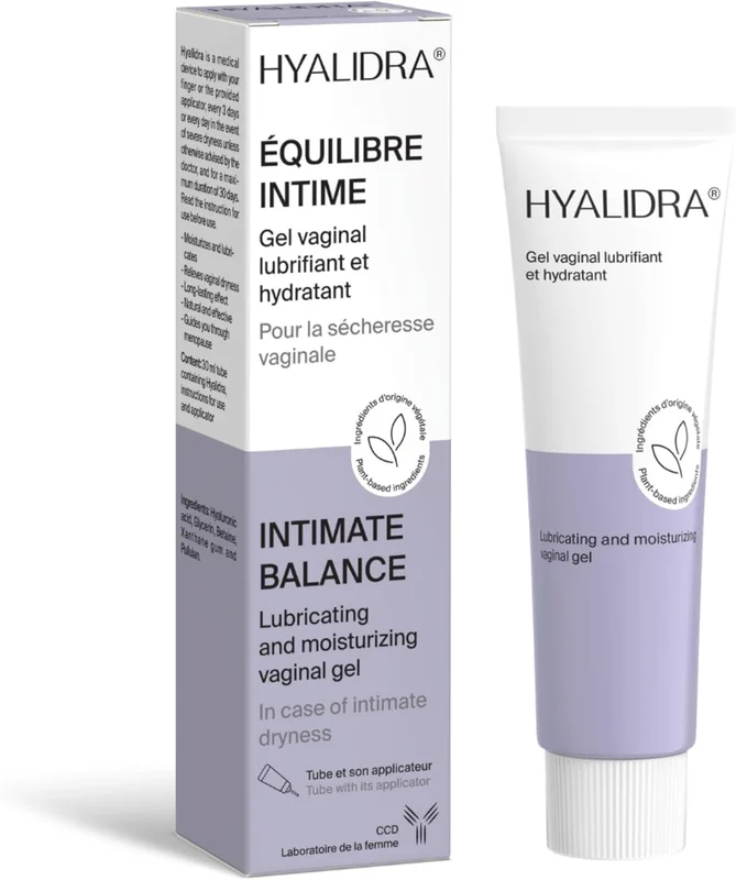 Hyalidra Women's Moisturising Intimate Gel Lubricant | Hyaluronic Acid | Vaginal Dryness | Hormone Free | Applicator Included | External and Internal Use | Medical Device | 30ml