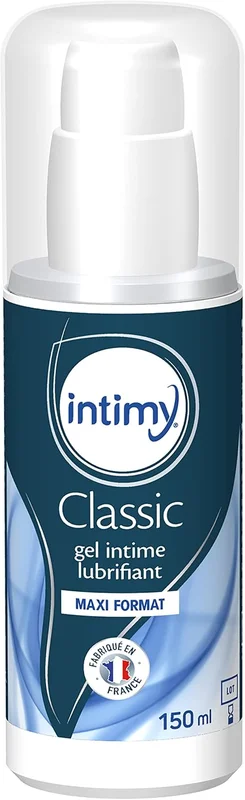 INTIMY - Classic Intimate Lubricant Gel - 150 mL - MAXI FORMAT - Water-based formulated - Fragrance free - Gentle feel - Compatible with condoms - Made in France