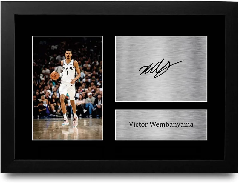 HWC Trading FR A4 Victor Wembanyama San Antonio Basketball Gifts Printed Autograph Signed Photo for Basketball Fans - A4 Framed
