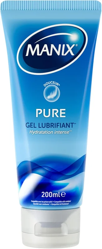 MANIX Pure Gel: Intimate Lubricant (200 ml) Water-Based / Compatible with Condoms / Ideal for Vaginal and Intercourse