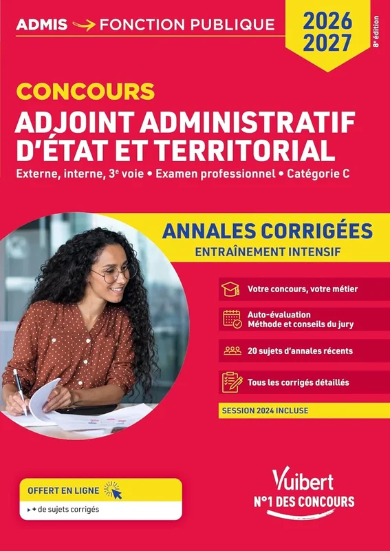 Concours Adjoint administratif - Catégorie C - Annales corrigées - Session 2024 incluse: État et territorial - Concours 2026-2027      Paperback – Big Book, 4 Sept. 2025