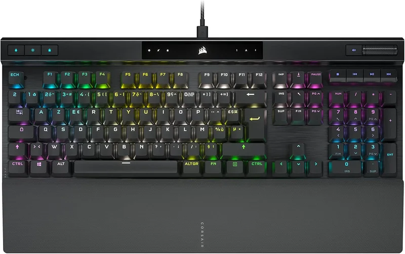 CORSAIR K70 RGB PRO Wired Mechanical Gaming Keyboard - Cherry MX Red Linear Switches, SOCD, PBT Double-Shot Keycaps, 8000Hz Hyper-Polling, NKRO, Anti-Ghosting, Tournament Switch, AZERTY FR - Black