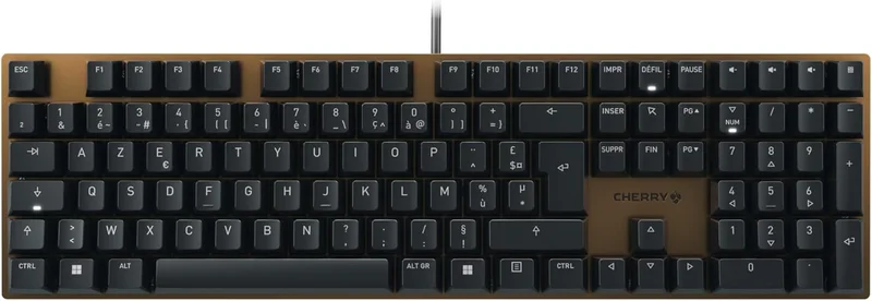 Cherry KC 200 MX Mechanical Desktop Keyboard with Anodised Metal Plate, French Layout (AZERTY), Wired, MX2A Silent Red Switches, Black Bronze