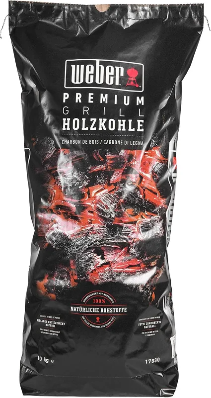 Weber Premium Charcoal | Natural BBQ Fuel, Quick Ignition in 15 Minutes, Long Burning Time, Up to 1.5 Hours, 10 kg