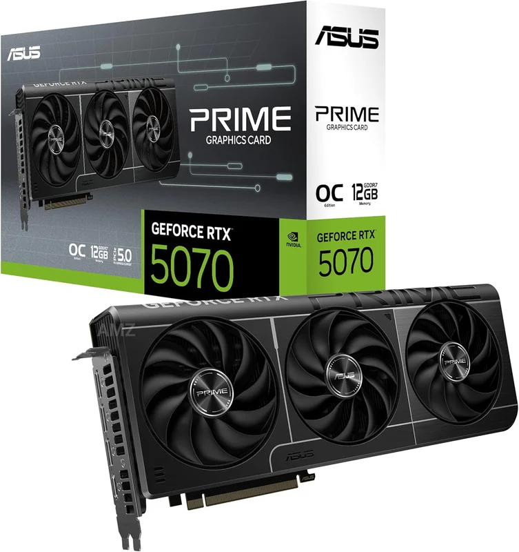 ASUS Prime GeForce RTX 5070 OC 12G GDDR7 Gaming Graphics Card - PCIe 5.0, 2587MHz Boost Clock, 1 x HDMI 2.1b, 3 x DP 2.1b, 2.5-Slot, Axial-Tech Fans, Dual BIOS, SFF-Ready