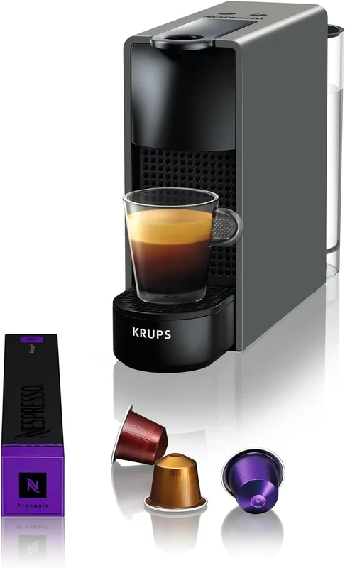 Nespresso Krups Essenza Mini Grey - Coffee Machine & Welcome Kit | Capsule coffee maker for espresso and lungo - 19 bar pressure - automatic shut-off - ultra compact design for small space