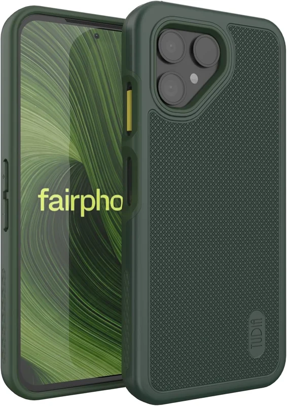 TUDIA DualShield Grip Designed for Fairphone 6 (2025) [MergeGrip] Military Grade Shockproof Heavy Duty Dual Layer Protective Case Cover (Pine Green)