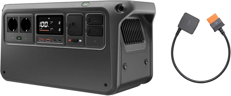 DJI Power 1000 V2 Portable Power Station, SDC to Mavic 3 Cable, 1024Wh LFP Battery, Compact Size, 2600W Stable Output, 30min Drone Ready, Camping Applications