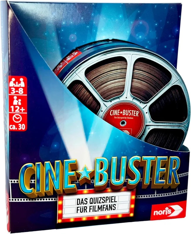 Noris 606062068 Cine Buster Movie Quiz for Fans Game (Game from 12 years) – Movies, TV and TV Quiz for 3 to 8 Players, Duration of Approximately 30 Minutes