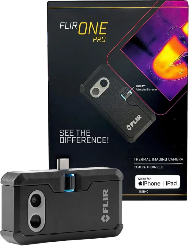 Flir One Pro - Thermal Camera for iOS Smartphones (iPhone 15 and later with USB-C), Super Resolution 480x360 (160x120 Native Infra)