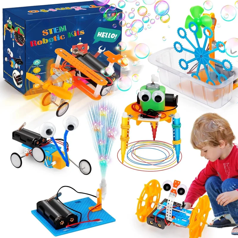 6 in 1 Kit Experiences Scientifiques Enfants 6 7 8 9 10 Ans, Robot Jouet Enfant, Jouet de Construction Bricolage Kit Éducatif STEM pour Garçons Fille, Cadeau