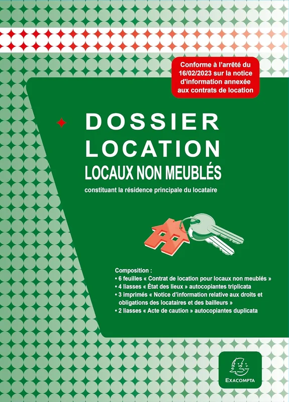 Exacompta - Réf. 44E - 1 Dossier location locaux non meublés - résidence principale du locataire - Ce dossier complet regroupe tous les documents obligatoires pour louer un logement en toute sérénité.