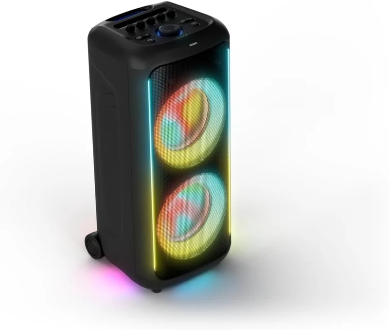 Philips TAX5000E Bluetooth Speaker for Parties, 200W Max., Bass+, Light Set, 14h Battery Life, TWS and Auracast, Mic/Guitar Inputs, IPX4 Rating and App Control