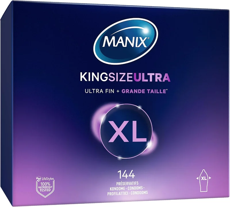 Manix King Size Ultra: Boîte de 144 Préservatifs Grande Taille XL
