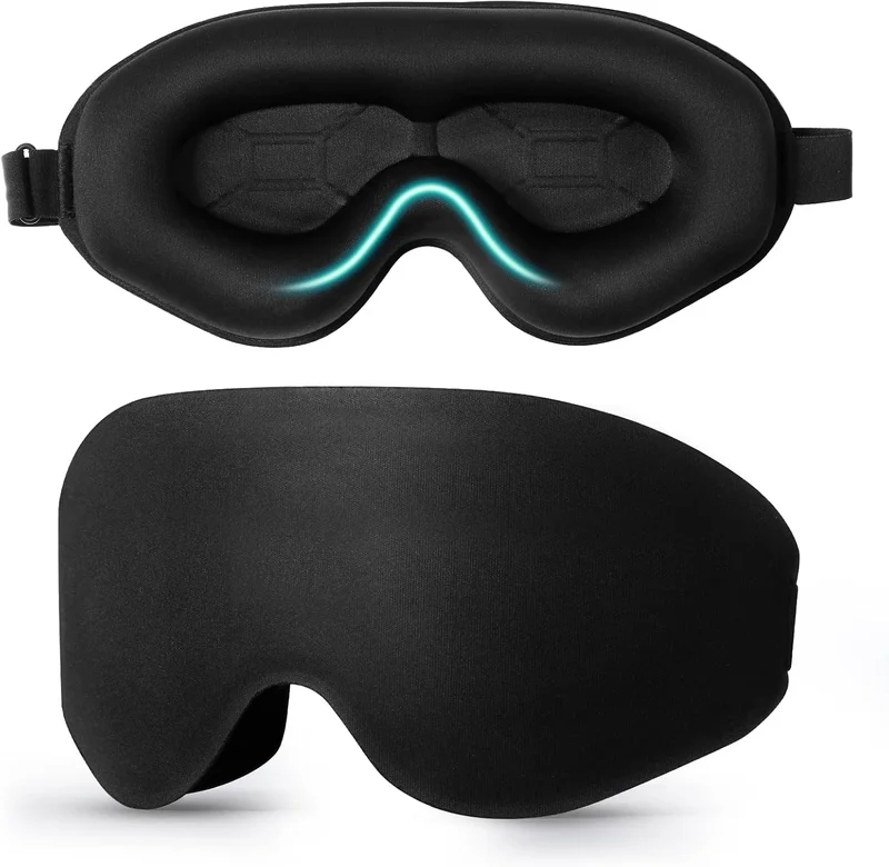Blendura Masque de Nuit, 3D Cache Yeux pour Dormir Bloquer la Lumière Masque Sommeil 20mm Contour Profond Doux et Confortables Masque Nuit Sommeil pour Femme Homme, 1 paquet