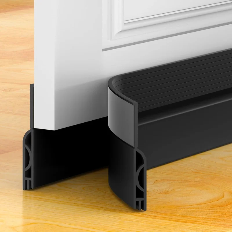 Draught Excluder Draught Excluder (Quick to Install), Ideal for Entrance Doors, Insulation Against Cold and Noise (Black, 1M)