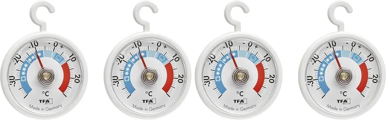 TFA Dostmann 2x thermomètres de refroidissement analogiques avec crochets, 95.1036, maniables, avec zones de refroidissement, pour réfrigérateur, congélateur et entrepôt de réfrigération, blanc