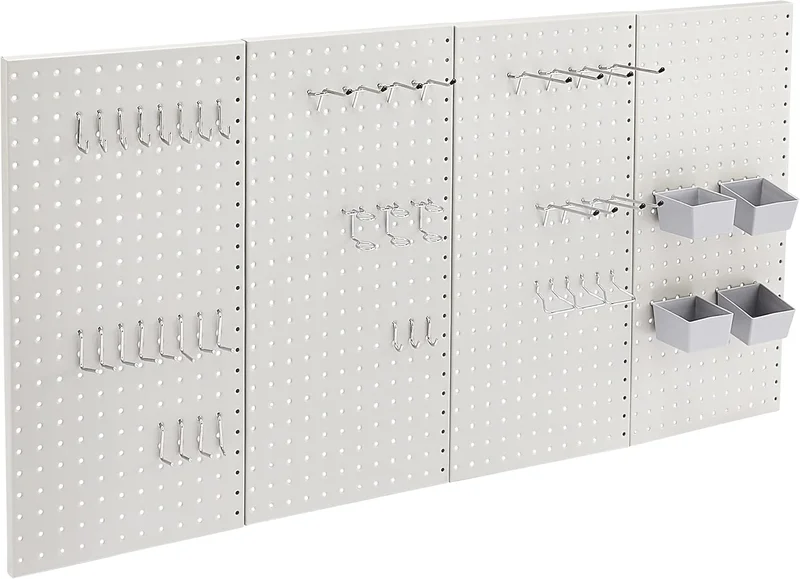Amazon Basics Rectangulaire Kit pour panneaux perforés en métal 48 pièces, Gris