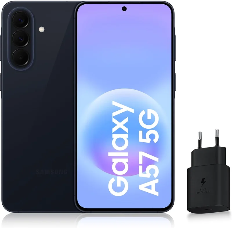 Samsung Galaxy A57 5G, Android Smartphone, 128GB, 25W Fast Mains Charger Included, Unlocked Smartphone, Dark Blue, FR Version