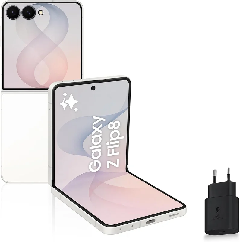 Samsung Galaxy Z Flip8, Smartphone with AI, 256 GB, White, FR Version [Energy Class A]