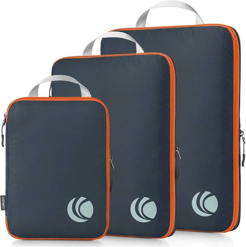 Cipway Organisateur Valise pour Voyage, Organiseur de Bagages Ultraléger Extensible Rangement Sac de Compression Voyage（Gris，3Pièces）