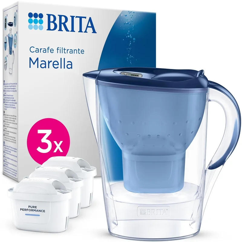 BRITA Marella Filter Jug 2.4L Blue + 3 MAXTRA PRO All-in-One Cartridges