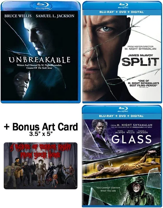 The M. Night Shyamalan Master Collection: Complete Movie Trilogy Blu-ray Collection: (Unbreakable + Split + Glass) + Bonus Art Card