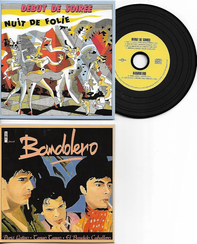Nuit de Folie - Paris latino - Special reissue CARD SLEEVE REMIXES 6-track - 1) Nuit De Folie 2) Nuit De Folie (Longue) 3) Belles Belles Belles (Remix) 4) Refrain D'enfer (Remix) BANDOLERO 5) Paris Latino vocal 6) Cocoloco (Maxi) - CD single