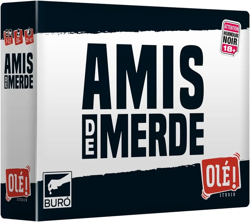 Olé! Studio Amis DE Merde – Le Jeu Qui ruine Vos amitiés ! Qui Sera l’ami de Merde de la soirée ? - Jeu de Cartes - Jeu de société Amusant pour Adultes - Idée Cadeau, Noir