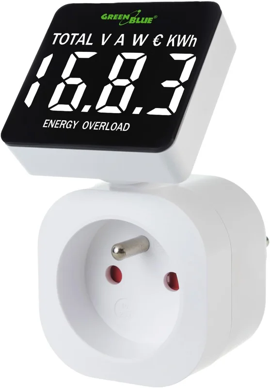 GreenBlue GB620 Power Meter Power Meter 16A, Max.3680W Secondary Memory (French E Plug)