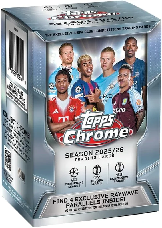 Topps Chrome® UEFA Club Competitions 2025-26 - Value Box (contains 7 packs per box, 4 cards per pack)