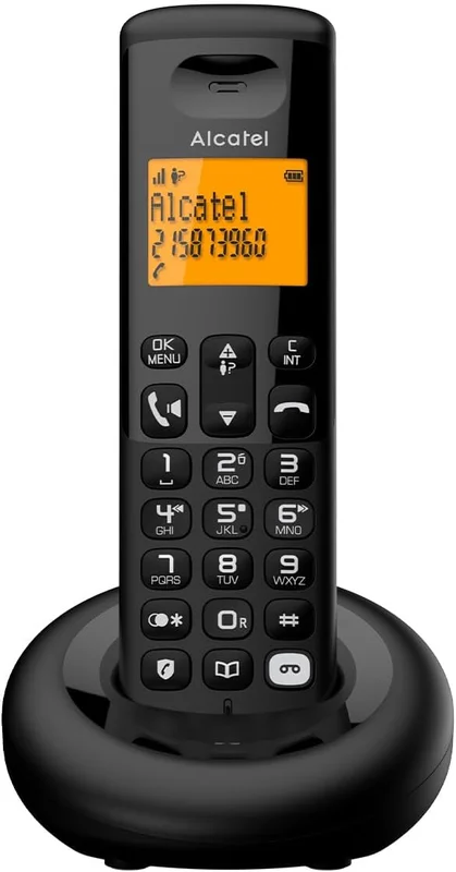 ALCATEL E260 S. Voice - Téléphone Fixe sans Fil DECT avec Répondeur - Design Compact - Grand Écran Rétroéclairé - Mains Libres - Fonction Blocage des Appels Indésirables - Noir